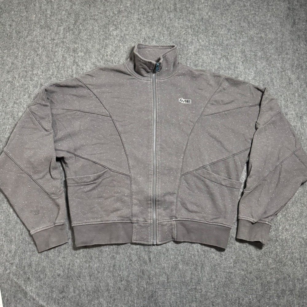 Melody Ehsani ME Grey Speckled Paneled Full Zip Track Jacket XS